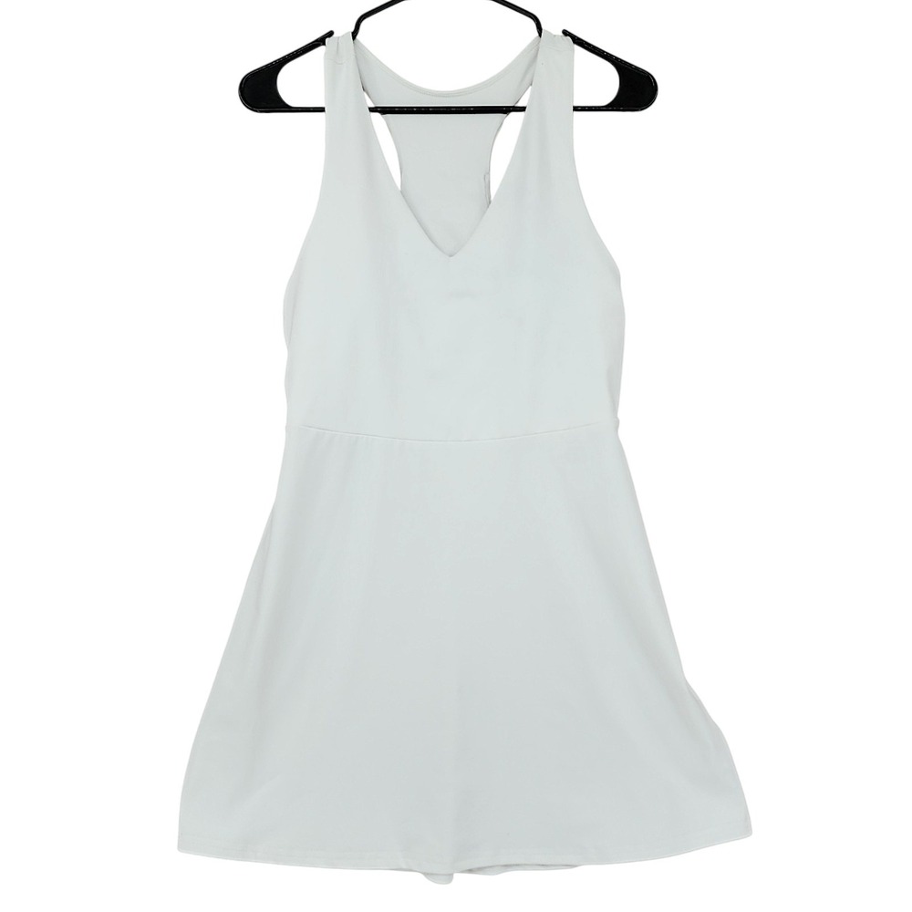 Fabletics Tennis Dress S White Racerback Built In Shelf Bra Pickleball Athletic